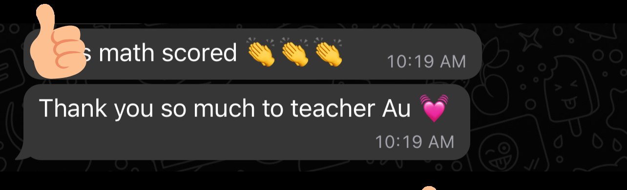 Anonymised parent message thanking Teacher Au